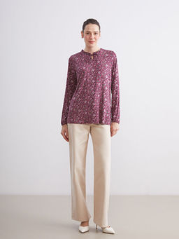 Ba?lamal? Yaka Desenli Bluz