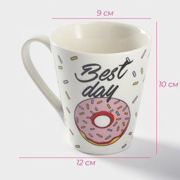 Кружка Доляна «Пончики», 320 мл, фарфор, белая