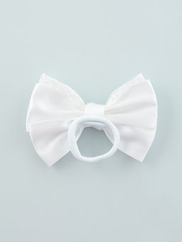 Цена за 6 шт. Бант для волос на резинке «Школьница стиль», кружево классика, 12 см, белый