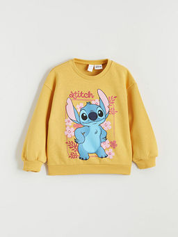 Bisiklet Yaka Stitch Bask?l? K?z ?ocuk Sweatshirt