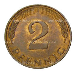 Монета 2 пфеннига 1991 года J Германия