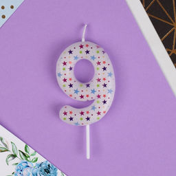 Цена за 2 шт. Свеча для торта, цифра «9», 5.5×8 см