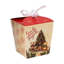 Цена за 5 шт. Бонбоньерка, новогодняя подарочная упаковка&nbsp;«Ёлка и подарки», 7.5×8×7.5 см