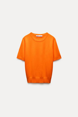 BASIC PLAIN KNIT TOP WITH SHORT SLEEVES - Zara фото 14