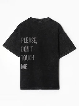 Футболка женская из вареного хлопка Mist Don't touch me, размер 46 (L), чёрная