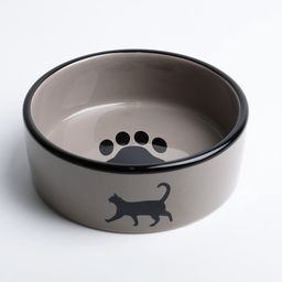 Миска керамическая «След с кошкой» 300 мл - 12.5×12.5×4.5 см, тёмно-бежевая/чёрная
