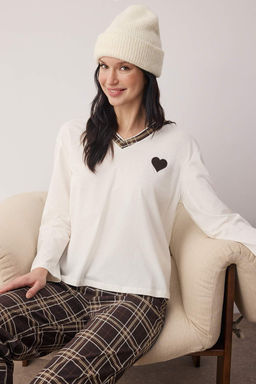 Siyah %100 Pamuklu Kalpli Ekoseli Orme Pijama Tak?m? THMAW26PT00063