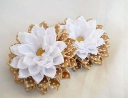 Лента атласная в горошек 4 см*25 ярд (SF-1365) темно-коричневый №032 - No name фото 2