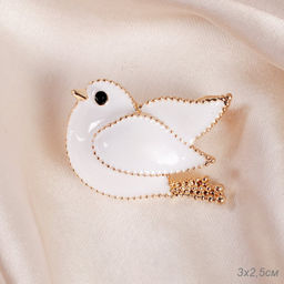 Брошь Птичка 3 см / GM284 /уп 12/ белая