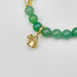 Браслет из зеленого Кварца и Цитрина с подвеской 16 см