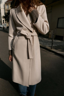 LONG WOOL COAT WITH BELT - Zara фото 2