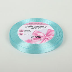 Цена за 6 шт. Лента атласная, 6 мм, 23±1 м, голубая №211