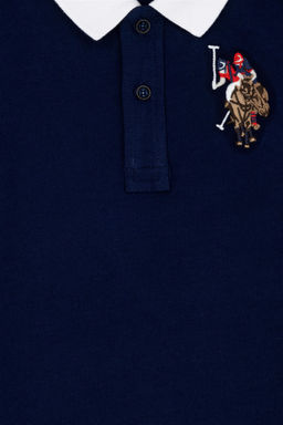 Темно-синяя базовая футболка с воротником-поло для мальчиков - U.s. polo assn фото 3