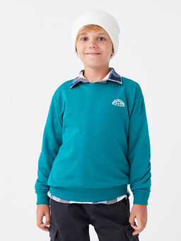 Rahat Kal?p Bisiklet Yaka Bask?l? Erkek ?ocuk Sweatshirt