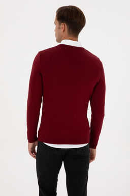 Erkek Slim Fit V Yaka Bordo Basic Kazak - U.s. polo assn фото 5