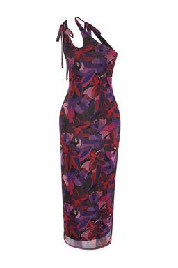 TRENDYOLMILLA Cok Renkli Asimetrik Yaka Tul Astarl? Vucuda Oturan Maxi Esnek Orme Kalem Elbise TWOSS23EL02315 фото 7