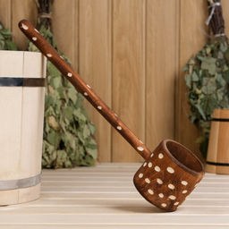 Ковш - черпак для бани и сауны, 300 мл, 44 см, деревянный, «Добропаровъ»