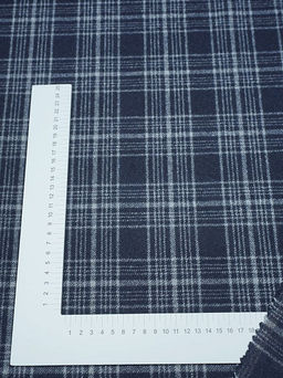 Шерсть пальтово-костюмная Твид Клетка цв.серо-голубой на синем, ш.1.5м, шерсть-60%, п/э-40% - Купава фото 6