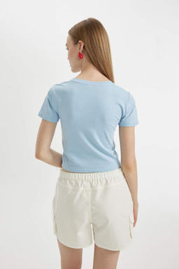 Классная футболка с короткими рукавами и круглым вырезом с принтом - Defacto фото 9