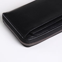 Портмоне-клатч мужской на молнии, с картхолдером, чёрное