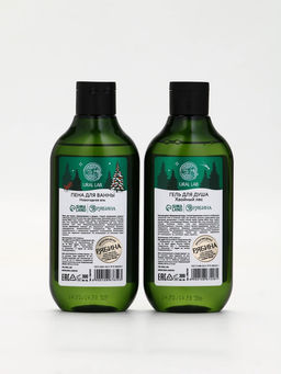 Подарочный набор новогодний: гель для душа, пена для ванны и мочалка, URAL LAB