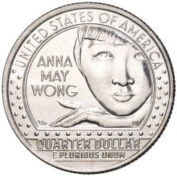 Монета 1/4 доллара (25 центов) 2022 года D США Американские женщины  Анна Мэй Вонг