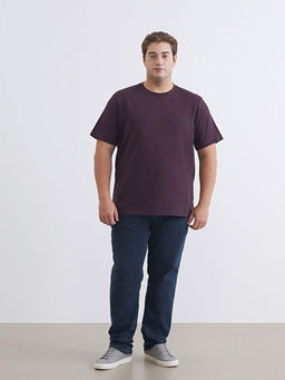 B?y?k Beden Bask?l? Penye Erkek Ti??rt