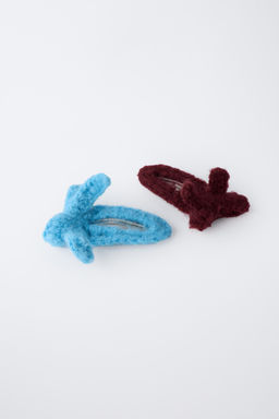 PACK OF TWO BOW KNITTED HAIR CLIPS - Zara фото 3