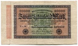 Банкнота 20000 марок 1923 года Германия