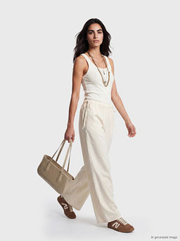 Beli Lastikli Wideleg Kad?n Jean Pantolon