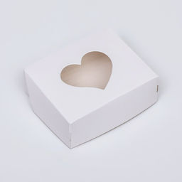 Цена за 20 шт. Коробка складная Сердца, белый, с окном, 10?8?3.5 см