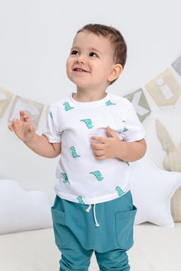 КР 302034/белый,зеленые динозавры фуфайка (футболка) д/мал яс