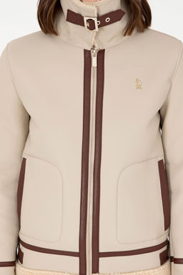 Женская кожаная куртка цвета экрю - U.s. polo assn фото 6