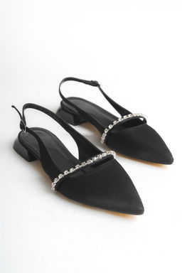 Trendyol Shoes Siyah Tasl? Mat Saten Sivri Burun K?sa Topuklu Kad?n Babet TAKSS25BE00030 - Trendyolmilla фото 5