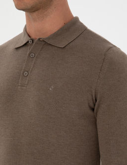 Vizon Melanj Slim Fit Polo Yaka Basic Triko Kazak - Pierre cardin фото 7
