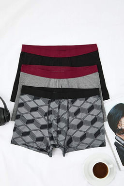 3l_ Siyah Minimal Bask_l_-D_z Mix Pamuklu Boxer TMNAW25BX00022