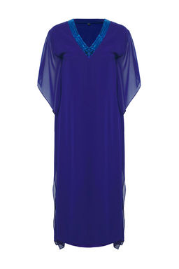 TRENDYOLMILLA Saks Payet Detayl? Par?lt?l? Sifon Dokuma Elbise TPRSS25EL00130  фото 5