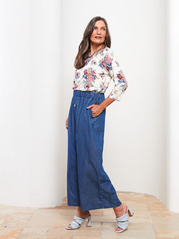 Beli Lastikli D?z A Kesim Kad?n Jean Etek