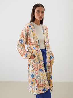 ?al Yaka Desenli Oversize Kad?n Kimono