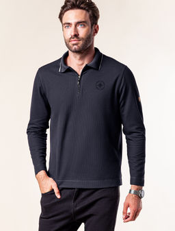 Закрытая распродажа / Поло из фактурного трикотажа с застежкой на молнию - Vilatte фото 4