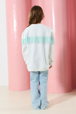 Ekru K?z Cocuk Duz Orme Sweatshirt TKDAW25SW00021 - Trendyolmilla фото 2