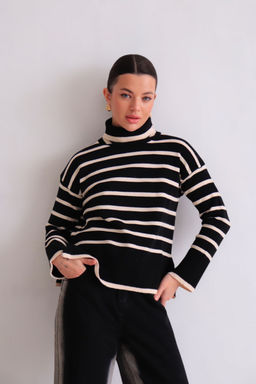 Martichelli Свитер чёрный в бежевую полоску  фото 9