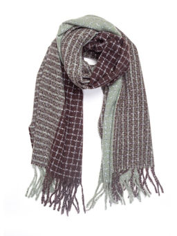 Палантин в бежевых тонах с оригинальным клетчатым орнаментом