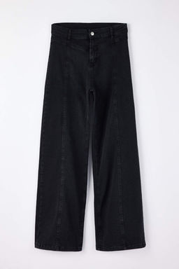 Siyah Yuksek Bel Dikis Detayl? Genis Paca Esnek Wide Leg Jeans TWOSS26JE00024