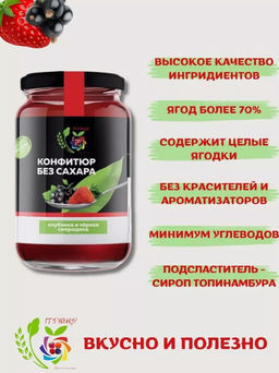 Конфитюр Клубника и Черная смородина / без сахара / 350 г / ITS YOURS