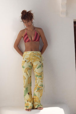 PANTAL?N ESTAMPADO FRUTAS CORD?N / amarillo