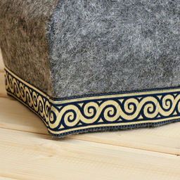 Шапка для бани Тюбетейка, серая с синей отделочной лентой - Simaland фото 3