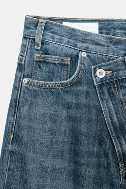 JEANS TRF WIDE LEG CINTURA CRUZADA TIRO ALTO / Azul / Gris - Zara фото 9