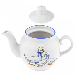 Чайник заварочный фарфоровый Гуси 0,35л, д9см, h9см, отводка краской, форма Янтарь (Россия) - Домашняя мода фото 4
