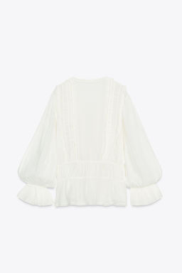 ZW COLLECTION ROMANTIC LADDER STITCH SHIRT - Zara фото 13
